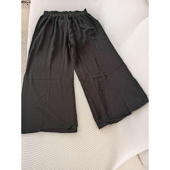 NOFLIK Black 100% Cotton Wide Leg Pants Smocked Waist Coastal Relaxed S NWT - Picture 12 of 15